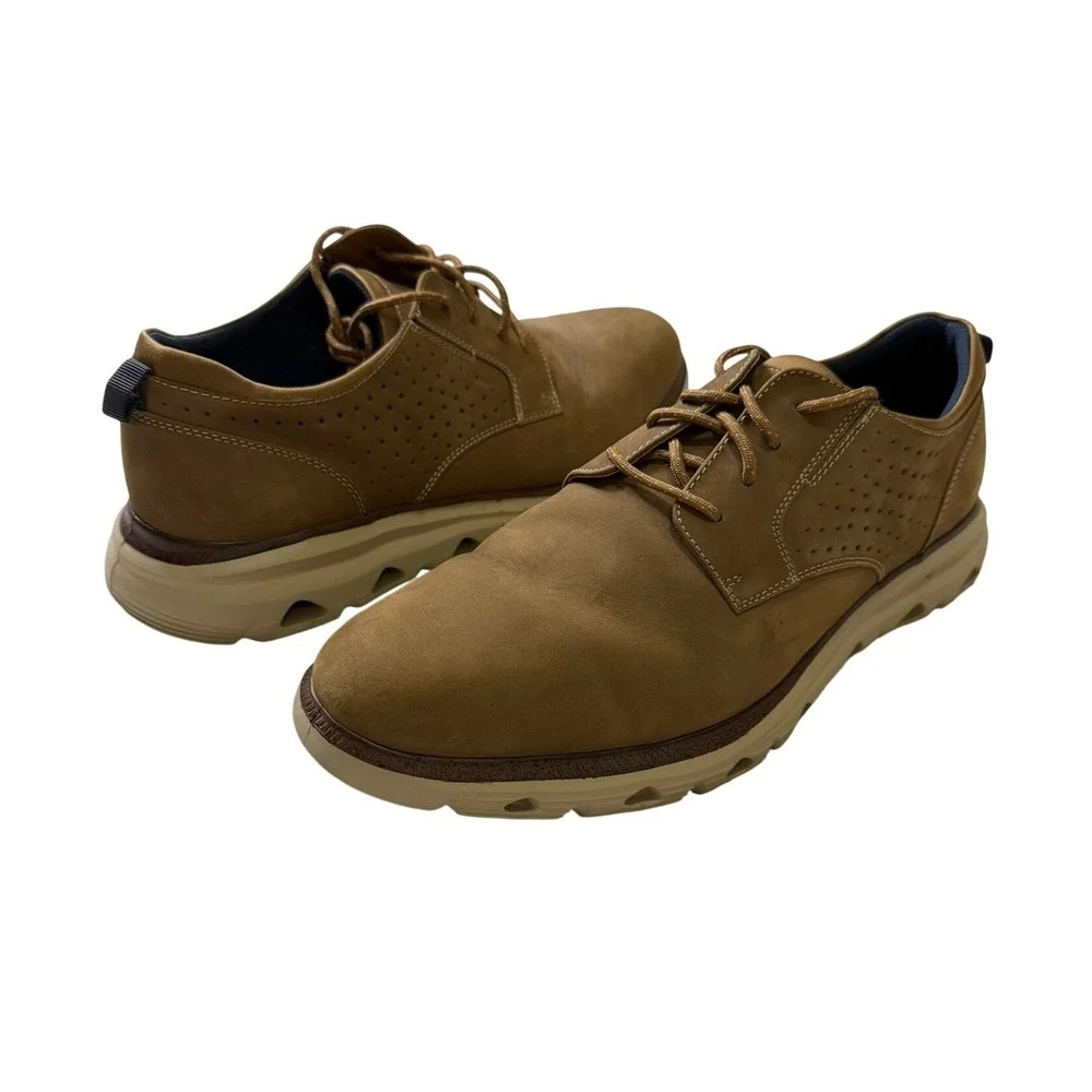 Johnston & Murphy Mens XC4 Prentiss Plain Toe Tan Nubuck Shoes 11M 59-35601